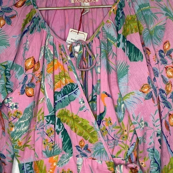 Banjanan dress mini NWT sz M pink floral wrap - Picture 3 of 10
